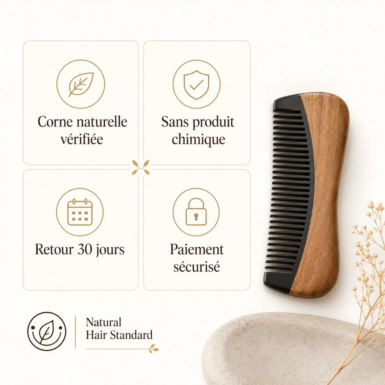 Peigne en corne de buffle Melgavo — visuel 4