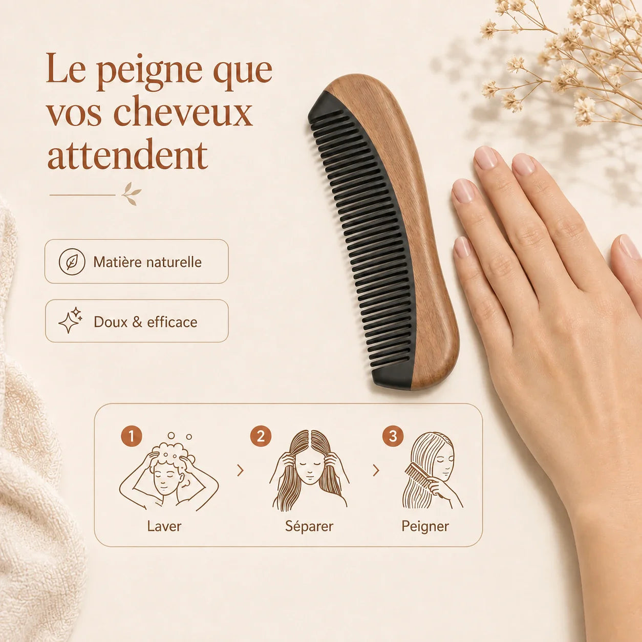 Peigne en corne de buffle Melgavo — visuel 2